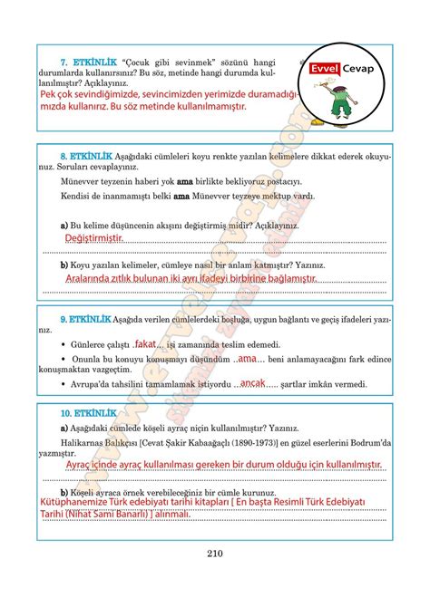 5 sınıf türkçe kitabı sayfa 210